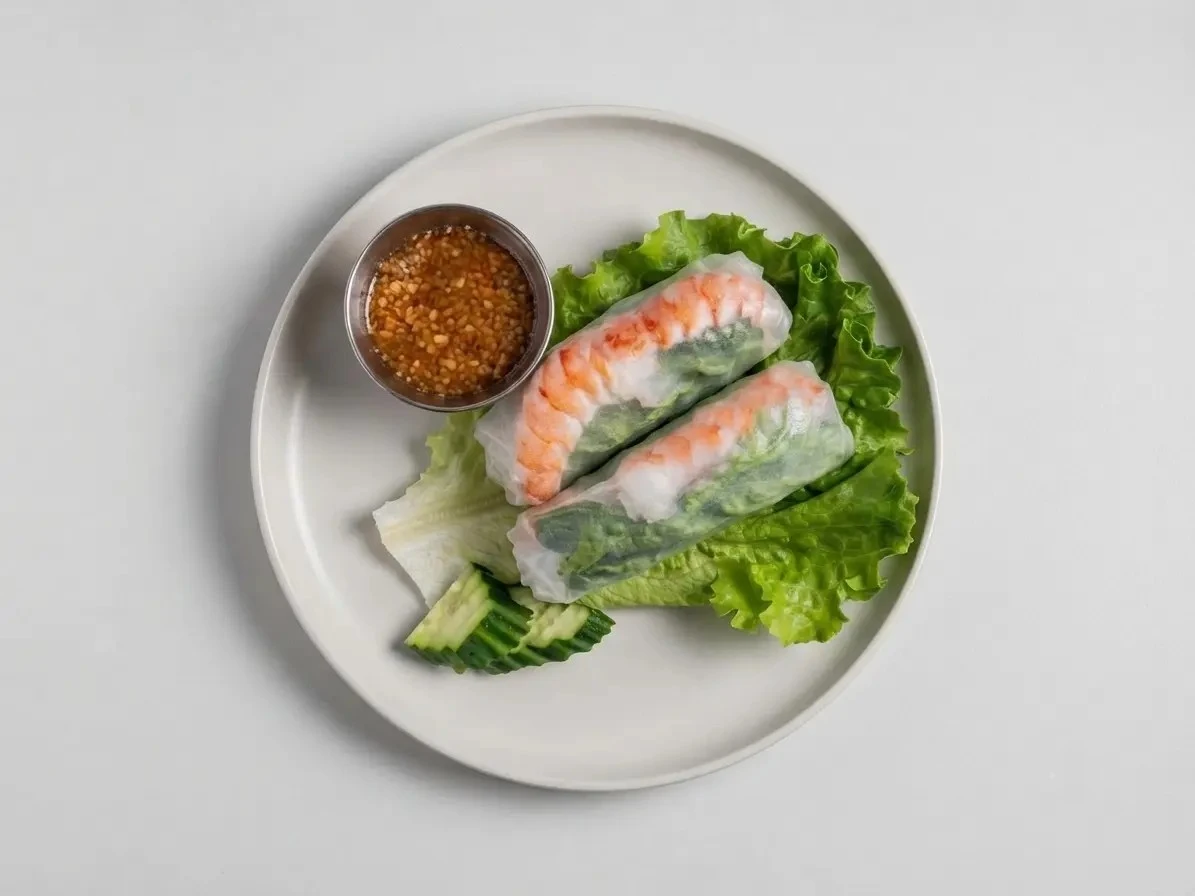 Fresh rice paper salad rolls with herbs and noodles at Kin Dee Street Kitchen in Calgary